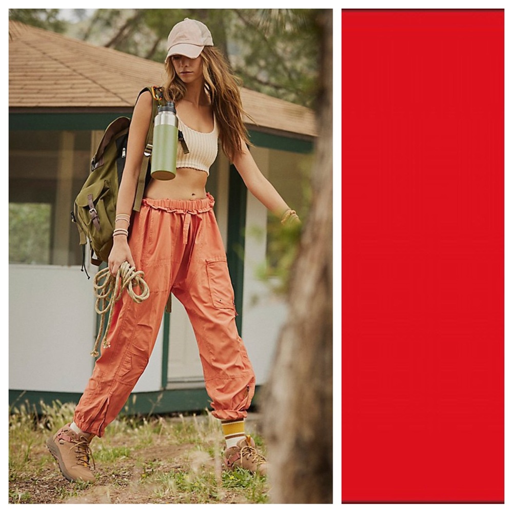 Free People Spring Trekker Pants In RED NWOT Z346-59